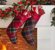 Plaid Stockings | Pottery Barn Plaid Stockings, Christmas Decorating, Pottery Barn, Christmas Decor, Stockings, Christmas Decorations, Plaid, Cuff, Christmas