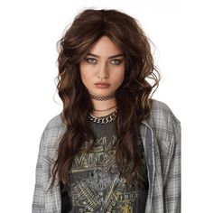 Let out all your inner angst and join a 90's grunge band when you wear this awesome wig! This wig will make you feel like you've travelled back in time and joined the 90's band of your dreams. This wig is perfect for Halloween, birthday parties, decades parties and more! Everyone will love it! 90s Grunge Style Hair, Medium Length Grunge Hairstyles, 90s Hair Color Trends Grunge, 90s Hairstyles Grunge 1990s, Long Grunge Hairstyles With Bangs, Braids Brunette, 90s Grunge Bands, Halloween Birthday Parties, 90’s Grunge