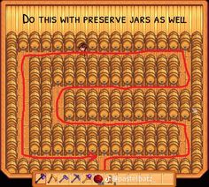 an old computer game showing a maze with words that read do this with preserve jars as well