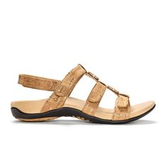 Vionic Amber Backstrap Sandal (Women) - Gold Cork Sandals - Backstrap - The Heel Shoe Fitters Loafers Men Casual, Vionic Sandals, Cork Sandals, Long Flights, Heel Pain, Vionic Shoes, Womens Athletic Shoes, Comfortable Sandals, Mens Oxfords