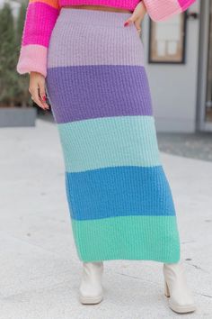 Coming Together Multi Color Striped Skirt – Pink Lily Red Leather Dress, Brown Aviator Sunglasses, Faux Leather Midi Skirt, Holiday Party Fashion, Thanksgiving Fashion, Color Block Skirt, Winter Color Palette, Colorful Skirts, Skirt Fabric