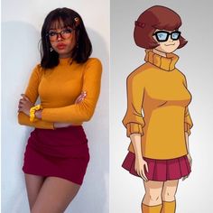 an image of a woman with glasses and a cartoon character