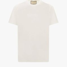 Crew-Neck Short Sleeve Made In Italy 100% Cotton Classic Gucci Short Sleeve Top, Gucci Classic Short Sleeve Top, Luxury Gucci Tops With Logo Print, Gucci Shirts, Gucci T Shirt, Plain White Tee, Old Shop, Gucci Black, Oversized Tee