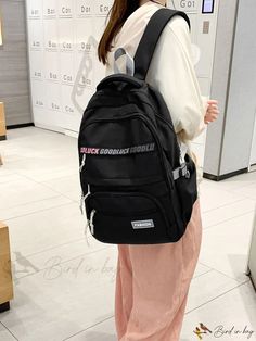 Bird in Bag - This stylish and versatile casual backpack is perfect for school, middle school, high school, college, outdoor, travel, and outing. It features Casual Large Capacity Backpack For Study, Casual Backpack With Zipper For Study, Trendy Black Backpack For Study, Casual Black Backpack For Study, Casual Black Backpack, Functional Student Backpack For Back To School, Functional Backpack, College Work, Classic Backpack