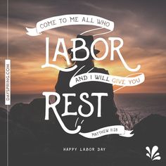 a person sitting on top of a rock with the words labor rest in front of them