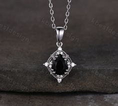 This beautiful Art Deco Black Onyx Necklace features 1.5 carat pear shaped center stone surrounded by Moissanite. For those who are looking for agate jewelry which is handcrafted in details, this unique black onyx necklace would be a perfect choice for you. Whether it be a Birthday gift for her, an anniversary gift her, or a celebration of yourself, this agate jewelry is the perfect gift from the heart. Matching Ring Set: https://www.etsy.com/listing/1439100319/vintage-black-onyx-engagement-ring Subtle Goth, Matching Ring Set, Necklace Art Deco, Black Onyx Engagement Ring, Onyx Engagement Ring, Necklace Art, Black Onyx Necklace, Matching Ring, Pendant For Women