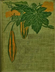 a green book with orange flowers and leaves on the cover, in front of a light green background