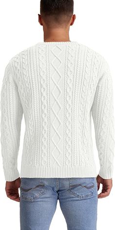 Stay warm and stylish this season with our Men's Long Sleeve Cable Knit Casual Sweater. Made from premium quality materials, this sweater features a classic cable knit design that exudes sophistication and comfort. Perfect for any occasion, it's a must-have addition to any gentleman's wardrobe. 100% Acrylic Care instructions Machine Wash 100% Acrylic.Soft warm and comfort.High quality not shed. Cable knit sweater with ribbed neckline, sleeve cuffs and bottom hem design for excellent comfort and Elegant Textured Knit Cotton Sweater, Cotton Cable Knit Crew Neck Cardigan, Classic Cable Knit Crew Neck Sweater, White Cable Knit Long Sleeve Polo Sweater, Cozy Cable Knit Polo Sweater, Fitted Cable Knit Polo Sweater, Classic Crew Neck Cable Knit Cardigan, Classic Cotton Cable Knit Polo Sweater, Winter Cable Knit Polo Sweater