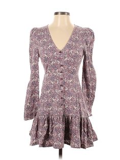 ASOS Casual Dress Size: 4 Purple Dresses - used. 100% COTTON, V Neck, Paisley, Short, Long Sleeve | ASOS Casual Dress: Purple Paisley Dresses - Used - Size 4 Petite Casual Paisley Print Mini Dress For Fall, Casual Mini Dress With Paisley Print For Fall, Fall V-neck Mini Dress With Paisley Print, Casual Long Sleeve Dresses With Paisley Print, Fall Paisley Print V-neck Mini Dress, Fitted V-neck Paisley Print Dress, Fitted V-neck Dress With Paisley Print, Spring Long Sleeve Mini Dress With Paisley Print, Fitted Paisley Print Mini Dress For Fall