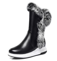 Department Name: Adult Item Type: Boots With Platforms: Yes Heel Height: Low (1cm-3cm) Outsole Material: Rubber Closure Type: ZIP Boot Height: Mid-Calf Platform Height: 0-3cm Fashion Element: Fur is_handmade: Yes Season: Winter Insole Material: Plush Heel Type: Flat with Toe Shape: Round Toe Upper Material: PU Boot Type: Snow Boots Pattern Type: Solid Heel Height: 3.5cm Style: Fashion ,Sweet,Casual Shoe Width: Medium(B,M) Platform Height : 2cm Gender: Women Winter Mid-calf Boots With Zipper And Round Toe, Winter Mid-calf Boots With Zipper Closure And Round Toe, Winter Boots With Zipper Closure And Flat Heel, Winter Mid-calf Boots With Zipper Closure, Flat Black Winter Boots, High Sneakers Women, Women Snow Boots, Fur Snow Boots, Flat Heels