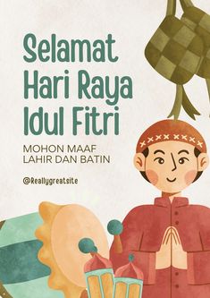 Spread the joy of Eid Al-Fitr with our adorable Green and Cream Illustrative Festive Brochure design! Let's share laughter and happiness as we celebrate this special occasion Background Raya Aidilfitri, Hari Raya Aidilfitri Background, Kartu Ucapan Lebaran Idul Fitri Design, Selamat Hari Raya Aidilfitri Background, Idul Fitri, Eid Al Fitr