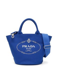 Prada Prada Logo Hemp Shopping Bag - COBALTO (Blue) - 10962200 | italist Canvas Shoulder Bag With Logo Hardware For Shopping, Designer Canvas Bags With Logo Hardware, Canvas Tote Shoulder Bag With Logo Hardware, Shopping Canvas Bag With Logo Hardware, Shopping Bags With Logo Hardware On Canvas, Canvas Shoulder Bag With Logo For Errands, Double Handle Coated Canvas Shoulder Bag With Logo Hardware, Rectangular Canvas Shoulder Bag With Logo Hardware, Double Handle Bags With Logo Hardware For Shopping