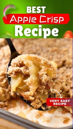 the best apple crisp recipe is on a spoon