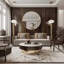 an elegant living room with modern furniture and decor