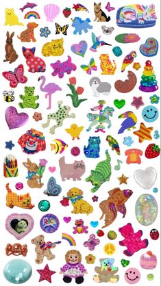 many different types of stickers on a white background