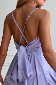 Prom Midi Dress With Tie Back, V-neck Backless Dress With Tie Back For Wedding, Midi Length Tie Back Prom Dress, Prom Midi Dress With Tie Back And Backless Design, Midi Length Tie Back Dress For Prom, Midi Length Tie Back Bridesmaid Dress, Backless Midi Dress With Tie Back For Prom, Backless Satin Bridesmaid Dress For Prom Season, Bridesmaid Satin Midi Dress With Tie Back