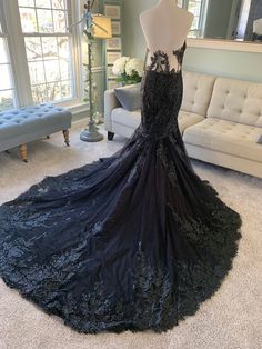 a dress on display in a living room