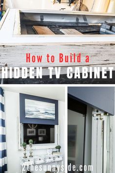 how to build a hidden tv cabinet from an old door and window frame in the living room