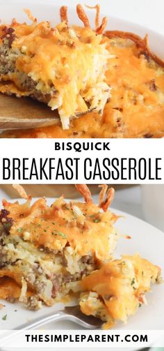 two pictures showing different types of breakfast casserole with text overlay that reads, biscuit breakfast casserole