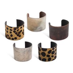 • Cowhide Cuff Leather Bracelet• Cowhide: Exotic Brazilian• Leather: Top Grain• Cowhide / Leather Selection: Stenciled Jaguar Cowhide, Stenciled Leopard Cowhide, Nubuck Gray Leather, Rugged Brown Leather• Very Luxurious• Dimensions: 3"DiaWe are presenting for sale cuff bracelets handcrafted from the finest leathers and Brazilian cowhides with the signature Cow Pelt craftsmanship. One of a kind. Please read our policies and message us with any questions you may have.Our natural cowhide rugs are s Brown Cuff Leather Bracelet, Brown Cuff Bracelets As Fashion Accessory, Brown Cuff Bracelet As Fashion Accessory, Brown Leather Cuff Bracelet, Brown Cuff Bracelet With Wrist Strap, Online Birthday Gifts, Jaguar Print, Cowhide Rugs, Leather Cuff Bracelet