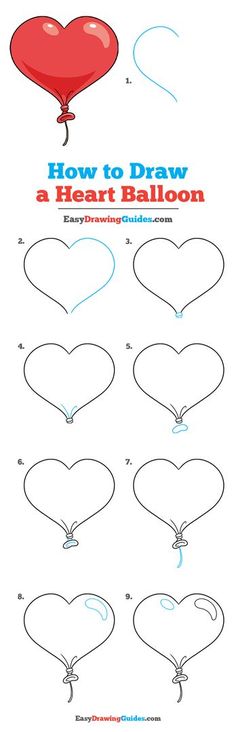 how to draw a heart balloon step by step drawing instructions for kids and beginners