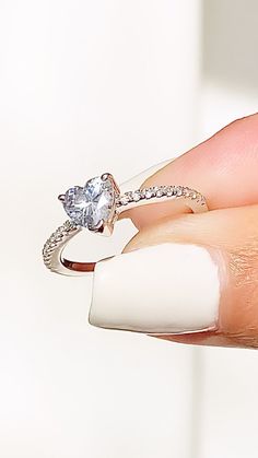 6mm Heart Cut center stone 1mm Band 925 Sterling Silver High Grade AAAAA Cz (Simulated diamonds) ( Please measure fingers before purchasing/ all sales are FINAL ) Each Ring Sold Separately. Promis Ring, Princess Rings, Cute Jewellery, Ring Inspo, Princess Ring, Ring Styles, Wedding Engagement Rings, Rings Silver, Nose Rings