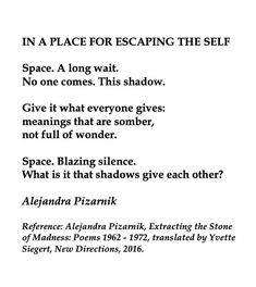 the poem in a place for escaping the self