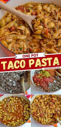 the steps to make one pot taco pasta