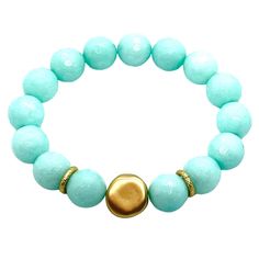 Aqua Agate Matte Gold Nugget Stretch Bracelet Measures One Size Fits Most Finish Matte Gold 18KT Gold Plated Made In The USA Style Number DB748 Turquoise Amazonite Round Bracelets, Elegant Turquoise Agate Bracelets, Round Amazonite Jewelry With Natural Stones, Chalcedony Round Bead Jewelry For Gifts, Amazonite Bracelet With Natural Stones, Gold Beaded Amazonite Bracelets, Amazonite Beaded Bracelet Jewelry, Beaded Amazonite Bracelet, Turquoise Agate Bracelet