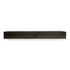 a black wooden shelf on a white background