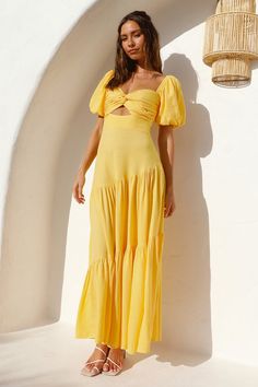 Reckless Heart Maxi Dress Yellow Ruched Dress For Beach Party, Ruched Dress For Beach Party Season, Summer Maxi Dress With Sweetheart Neckline, Summer Maxi Dress With Ruched Sweetheart Neckline, Summer Maxi Dress With Sweetheart Neckline And Ruched Detail, Summer Maxi Dress With Sweetheart Neckline For Brunch, Spring Beach Party Ruched Dress, Yellow Flowy Beachwear Dress, Ruched Dress For Spring Beach Party