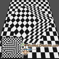 a black and white checkered floor with a monkey in the center on top of it