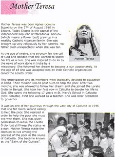 an article about mother teresa and her children