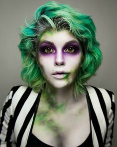 Occult Makeup, Carnaval Diy, Beetlejuice Makeup, Makeup Zombie, Halloween Make-up Looks, Awesome Makeup