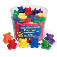 a bucket filled with lots of colorful gummy bears