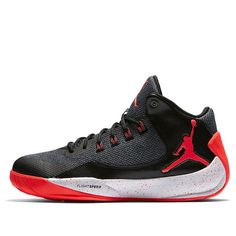 Air Jordan Rising High 2 Sneakers Black/Red/White 844065-006 (SNKR/Retro/Non-Slip/Basketball/Shock-absorbing) Sporty Jordan Shoes With Red Sole For Light Sports, Sporty High-top Sneakers With Red Sole, Sporty High-top Sneakers With Red Sole For Sports, Red Sole Lace-up Basketball Shoes, Lace-up Basketball Shoes With Red Sole, University Red High-top Breathable Basketball Shoes, Sporty Red Basketball Shoes With Boost Midsole, Black Synthetic Jordan Shoes For Sports Events, Sporty Jordan Shoes With Red Sole