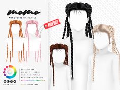 three braids with different colors are shown in this advertise for the hair salon