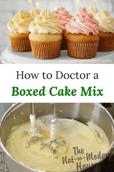 how to doctor a boxed cake mix in a metal pan with cupcakes on top