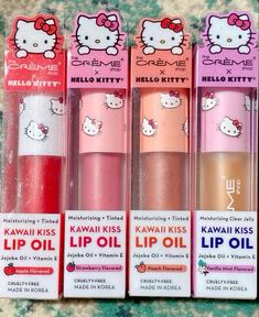 Hello Kitty Lipgloss, Sanrio Makeup Products, Hello Kitty Makeup Products, Hello Kitty Lip Oil, Hello Kitty Skincare, Sanrio Makeup, Kitty Makeup, Hello Kitty Merchandise