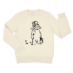 Introducing the adult version of our beloved Paddington Coming and Going Sweater! Inspired by the timeless illustrations in A Bear Called Paddington, this sweater captures the heartwarming essence of the iconic little bear from Peru with his suitcase and big hat.  Made from 100% cotton, this unisex long sleeve sweater has a soft hand and comfortable fit. The mid-weight knit is seasonless and not bulky. Whether you're relaxing at home, strolling through the city, or embarking on your own exciting journey, the Paddington Coming and Going Sweater wraps you in warmth, nostalgia, and a touch of magic. This adult sweater pairs perfectly with our kids Paddington Coming and Going Sweater for a matching set sure to bring smiles and cherished memories: https://www.etsy.com/listing/1242553331/padding Classic Cream Cotton Sweater, Bear Sweater, Paddington Bear, Big Hat, Little Bear, Wrap Sweater, Kids Sweater, Sweater Making, Cotton Sweater