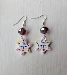 Springtime charms made out of polymer clay with dangle gems at top. Lightweight, and hand-painted. Clay Paint, Kiss Me, Gift Registry, Spring Time, Jewelry Earrings Dangle, Etsy Earrings, Polymer Clay, Dangle Drop Earrings, Dangle Earrings