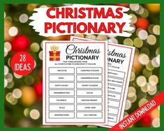 "Christmas Pictionary 🎅 28 Christmas related ideas to draw. Great printable game to play at your Christmas party with friends and family Easy just download and print out it out Kids, Teens, Tweens will love this game You can check out our shop as we have some fun Christmas Treasure Hunts and other Christmas Printables https://www.etsy.com/nz/shop/LittleHaloJ?section_id=34099237 Included: A4 PDF sheet US Letter size 8.5x11 PDF sheet ---------------------------------- ---------------------------- Christmas Party With Friends, Christmas Printable Games, Fun Christmas Traditions, Xmas Party Games, Christmas Pictionary, Christmas Word Scramble, Party Games Christmas, Fun Christmas Party Games, Christmas Games For Kids