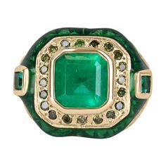 Fine Jewelry Green Signet Ring With 17 Jewels, Luxury Green Emerald Ring With Bezel Setting, Luxury Green Octagon Rings, Luxury Green Emerald Ring With Single Cut Diamonds, Luxury Green Rings With Single Cut Diamonds, Luxury Green Gemstone Signet Ring, Luxury Green Signet Ring For Anniversary, Luxury Green Emerald Ring With Polished Finish, Luxury Green 14k Gold Signet Ring