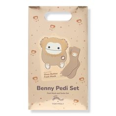 Squishmallows Benny Pedi 2 Piece Foot Mask and Cozy Sock Set - X SQUISHMALLOW BENNY'S PEDI SET H2024BenefitsInfused with shea butter, this mask will work to soothe dry heels and feet by restoring and replenishing the skin barrierBennys Pedi Foot MaskCozy SocksKey IngredientsShea Butter - Hydrates and helps retain moisture for softer, smoother skin.IncludesBennys Pedi Shea Butter Foot Mask (1 pr)Pair of Socks (1 pr) - Squishmallows Benny Pedi 2 Piece Foot Mask and Cozy Sock Set Dry Heels, Hygiene Care, Foot Mask, Cozy Socks, Tony Moly, Smoother Skin, Packing Light, Ulta Beauty, Beauty Gift