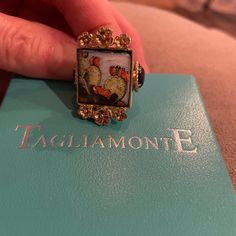 Brand New With Bag Tagliamonte Gold Floral Enamel Natural Sapphire Ring Rare! Size 6 6 Rings, Jewelry Brand, Gold Floral, Natural Sapphire, Womens Jewelry Rings, Jewelry Branding, Sapphire Ring, Sapphire, Women Jewelry