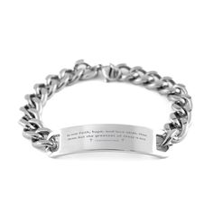 This timeless Bible verse engraved bracelet is completely handcrafted and packaged in an exquisite bag of the highest quality. It's made of silver stainless steel that's highly resistant to rust, corrosion, and tarnishing. Product Features - Bible verse Engraved Stainless Steel Chain Bracelet. - A perfect gift for anyone on a special day. Give it to someone you love on their birthday, wedding anniversary, Valentine's Day, Christmas, or any other special event. - This chain bracelet is made of 10 Brother In Law Gift, Father In Law Gifts, Bonus Mom Gifts, Bonus Dad Gifts, Engraved Stainless Steel, Mother In Law Gifts, Engraved Bracelet, Wedding Christmas, Cuban Chain