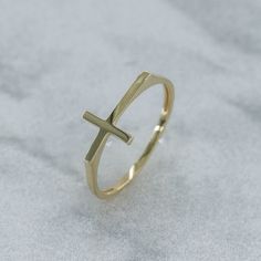 ★14K Solid Gold Plain Cross Ring, 925 Sterling Silver Plain Cross Ring, Handmade Cross Ring, Christmas Gift, Valentine's Day Gift, Mother's Day Gift ★ ★ IMPORTANT SHIPPING & PRODUCTION DETAILS!! ★ RINGS: All rings are made to order at the selected size requested during checkout. I do not use a formula to determine ring sizing for wide bands (Unless noted within the listing) so if you select a size 6 and purchase 8-10 rings each ring will rest at the US ring size 6. All rings made at US ring Spiritual 14k Gold Stackable Rings As Gift, Spiritual Cross Shaped Rings For Gift, Minimalist Cross Ring For Anniversary, Minimalist Cross Rings For Gifts, Gold Cross Rings In Sterling Silver, Gold Sterling Silver Cross Ring, White Gold Cross Ring Gift, Handmade Cross Ring As A Gift, Handmade Cross Ring For Gift