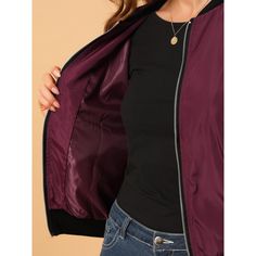 An elegant windbreaker coat for women. The front full zipper closure design, the ribbed collar, and the hem comfortably fit the human curve, allowing you to keep fashion and elegance in autumn and winter. The two side pockets can store small items such as billfolds and keys, and also keep your hands warm. The ribbed collar and hem fit comfortably, and the wind won't get into the clothes when walking while keeping you warm at all times. Very suitable for pairing it with jeans and T-shirts to crea Trendy Outerwear With Ribbed Collar, Burgundy Zipper Closure Outerwear For Winter, Trendy Burgundy Outerwear With Zipper Closure, Burgundy Winter Outerwear With Zipper Closure, Womens Windbreaker, Casual Coat, Winter Wardrobe, Hand Warmers, Zip Ups