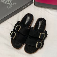 These Are Sz 6.5 But Run Small... Cute Shoes With Absolutely No Wear! Feel Free To Ask Questions & Thanks For Looking! Black Suede Sandals With Cushioned Footbed, Black Suede Sandals With Textured Footbed, Black Suede Sandals With Leather Footbed, Black Suede Sandals Medium Width, Black Buckle Closure Sandals For Fall, Black Sandals With Buckle Closure For Fall, Black Medium Width Suede Sandals, Comfortable Black Suede Sandals, Spring Wedding Shoes