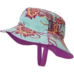 As if your mini beach bum wasn't cute enough already, plop the Patagonia Baby Sun Bucket Hat on your little one's head and get the camera ready. This reversible hat has a full-wrap brim for total sun protection and a chin strap with hook-and-loop closure to keep it on your little one's head. Fun Hats With Curved Brim For Outdoor Activities, Fun Curved Brim Hats For Outdoor Activities, Fun Adjustable Travel Hat, Adjustable Fit Green Hat For Beach, Adjustable Fun Travel Hat, Multicolor Outdoor Hats With Uv Protection, Adjustable Fun Hat For Outdoor Activities, Adjustable Multicolor Sun Hat For Outdoor Activities, Multicolor Outdoor Hat With Uv Protection